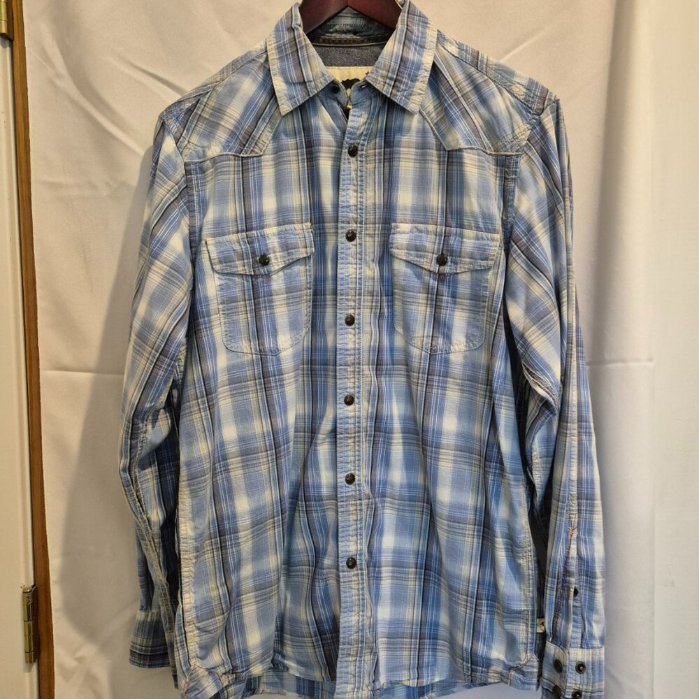 Dakota Grizzly Blue Plaid Snap Button Shirt
